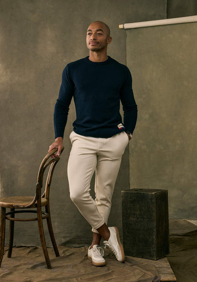 Serendro Cashmere Blend Crewneck Jumper in Navy