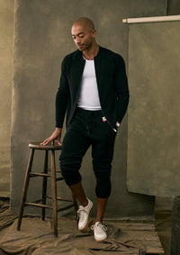 Serendro Cashmere Full-Zip Cardigan and Cashmere Pant in Black