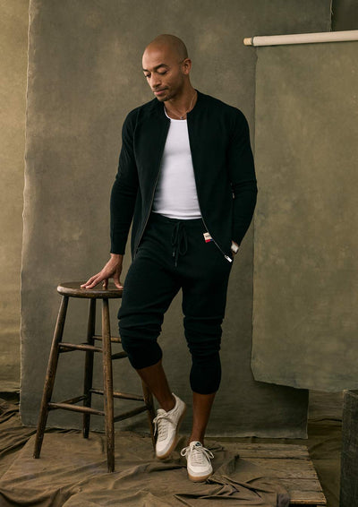Serendro Cashmere Full-Zip Cardigan and Cashmere Pant in Black