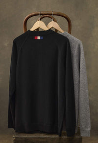 Cashmere Full-Zip Cardigan in Black and Elephant