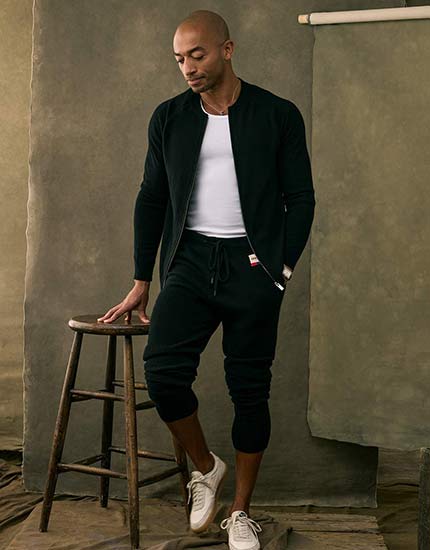 Cashmere Full-Zip Cardigan & Pants - Black