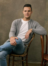 Serendro Cashmere Full-Zip Cardigan in Elephant