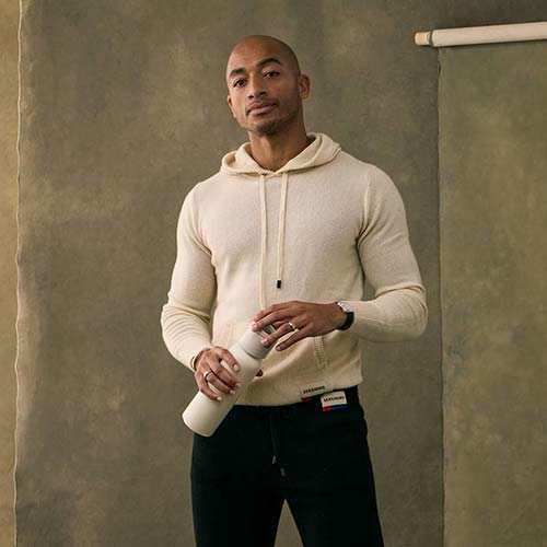 Blended Hoody - Cream & Cashmere Pants - Black